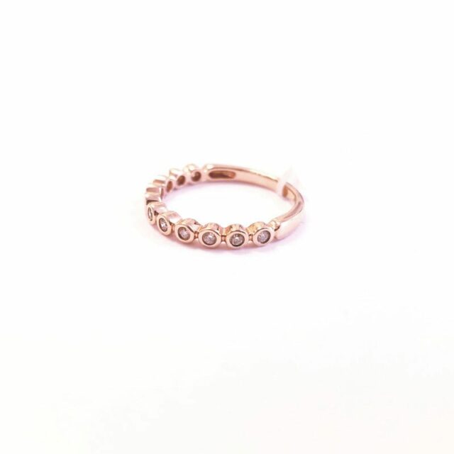 14K Rose Gold Round Bezel Band Ring with Diamonds