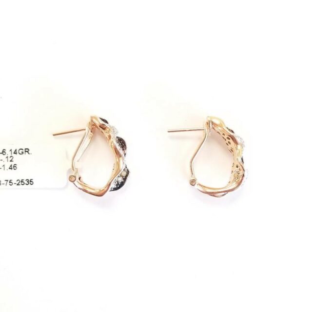 14K Rose Gold Shell Earrings With Paved Multicolor Diamonds