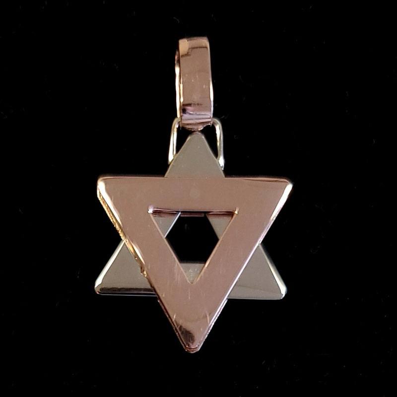 14K White and Rose Gold Star Of David Pendant with Diamonds