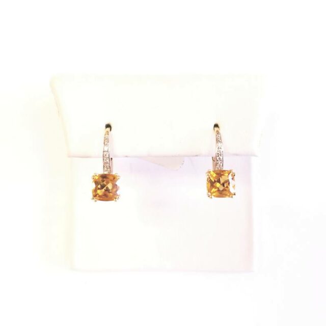 14K White And Yellow Gold Small Drop Citrine Earrings