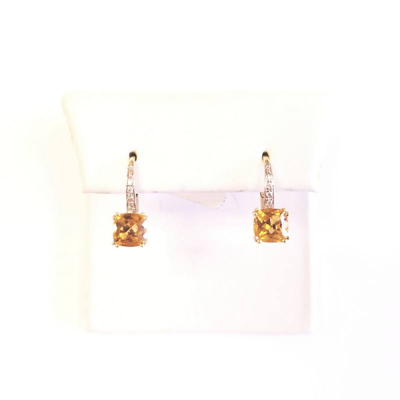 14K White And Yellow Gold Small Drop Citrine Earrings