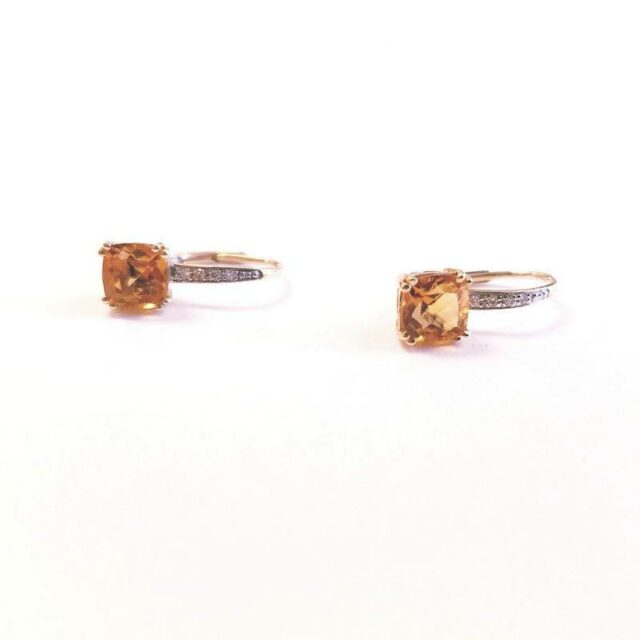 14K White And Yellow Gold Small Drop Citrine Earrings