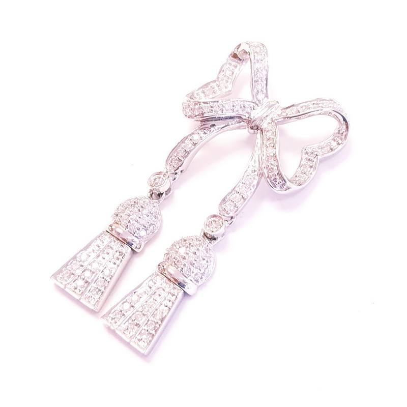 14K White Gold Diamond Bow Slide Pendant