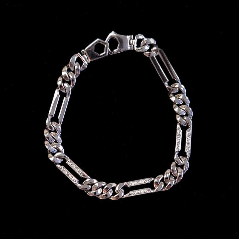 14K White Gold Diamond Chain Link Bracelet
