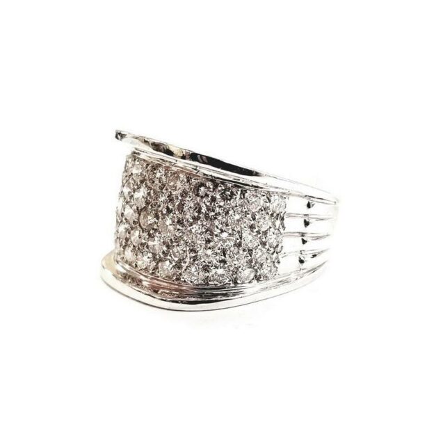 14K White Gold Layered Pave Diamond Ring