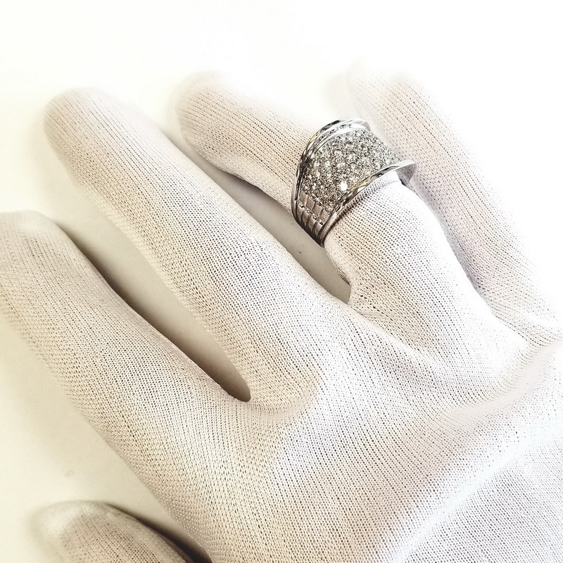 14K White Gold Layered Pave Diamond Ring