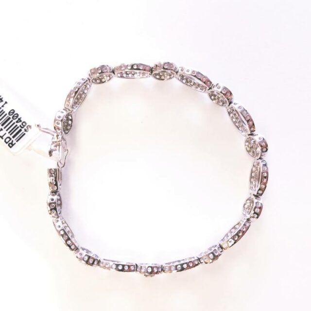 14K White Gold Link Bracelet with Diamonds