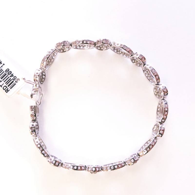 14K White Gold Link Bracelet with Diamonds