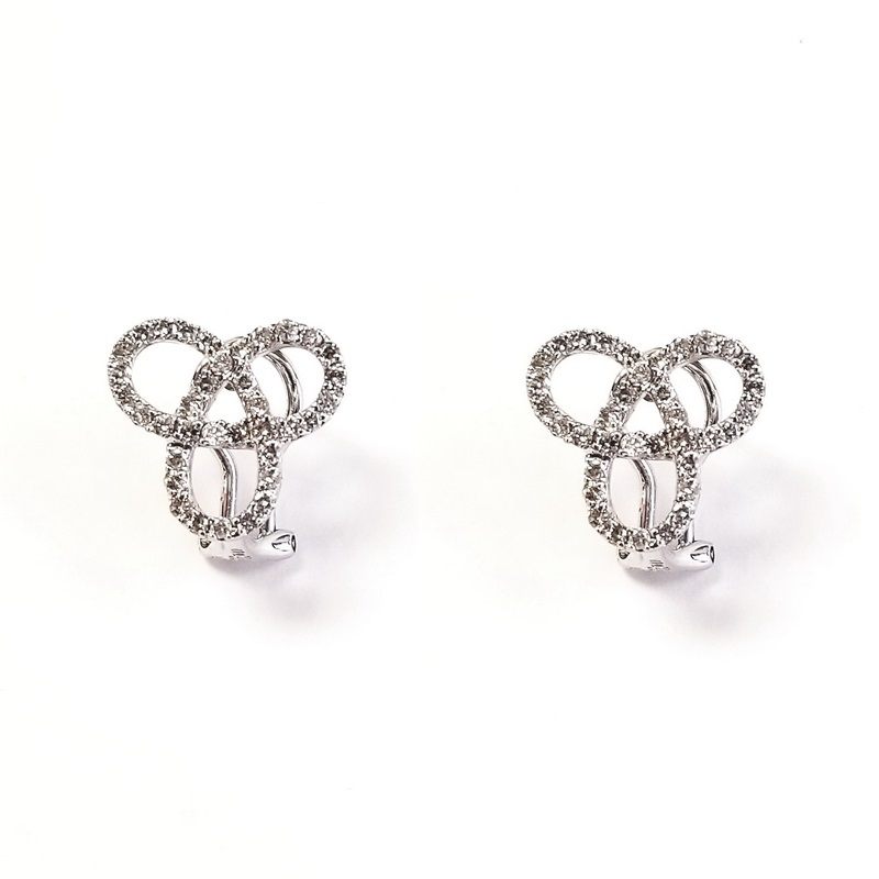 14K White Gold Rounded Triquetra Earrings With Diamonds