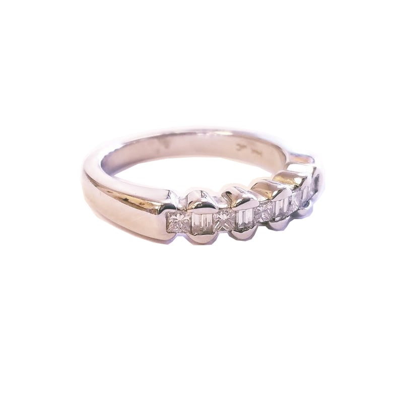 14K White Gold Semi Diamond Band Ring