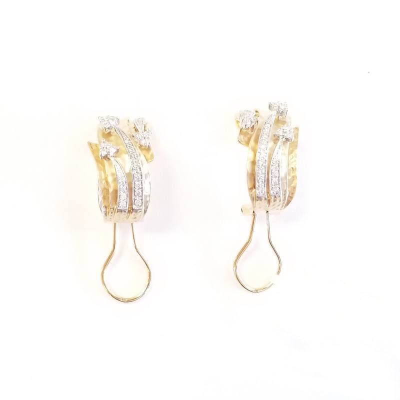 14K Yellow Gold Diamond Arrow Earrings