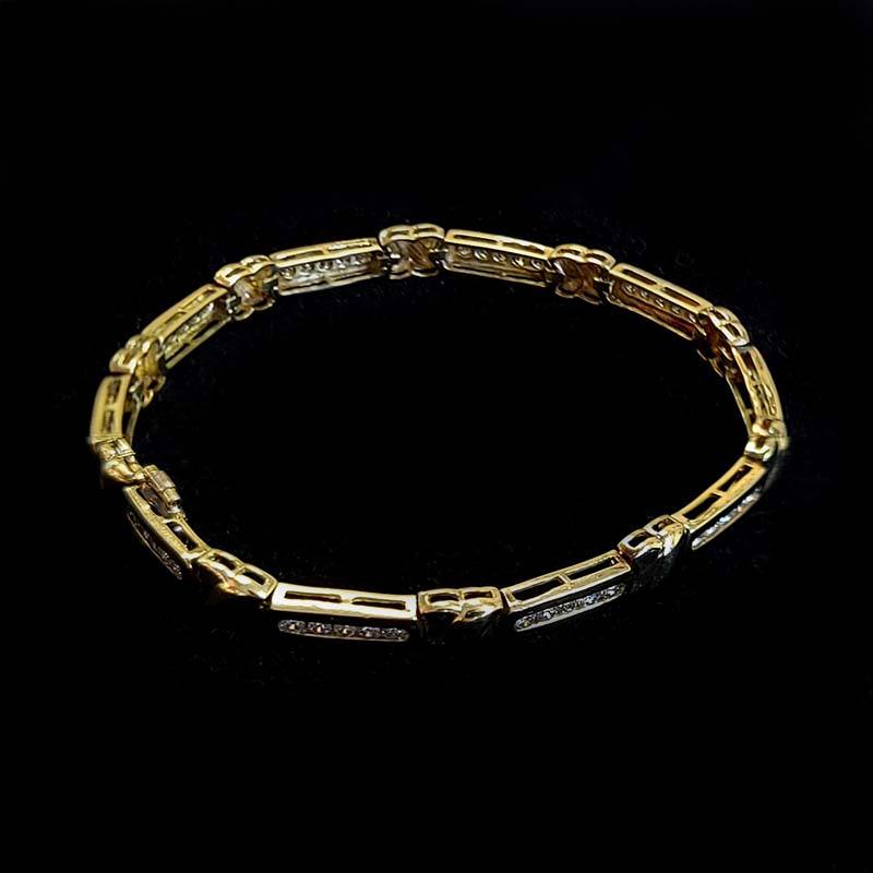 14K Yellow Gold X Chain Diamond Bracelet