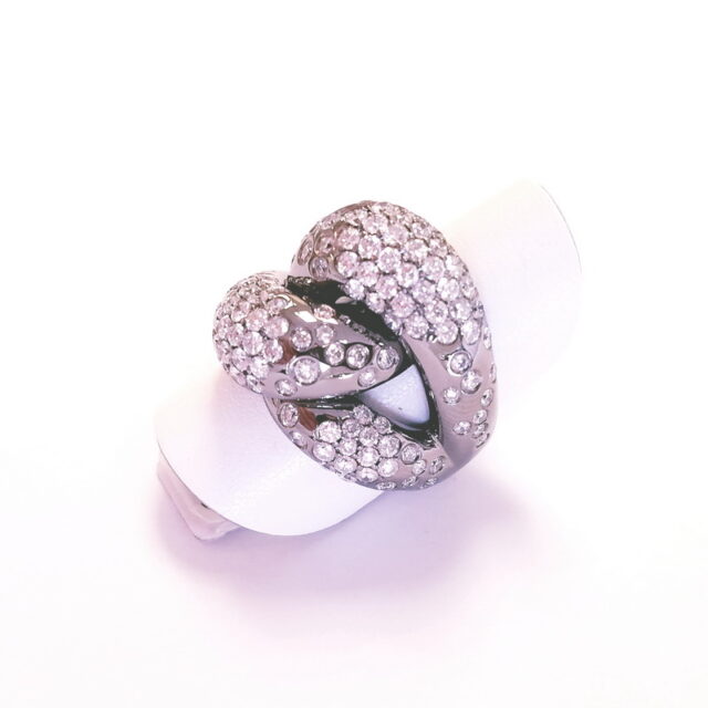 18K Black and White Gold Large Pave Band Cocktail Ring with Genuine Diamonds