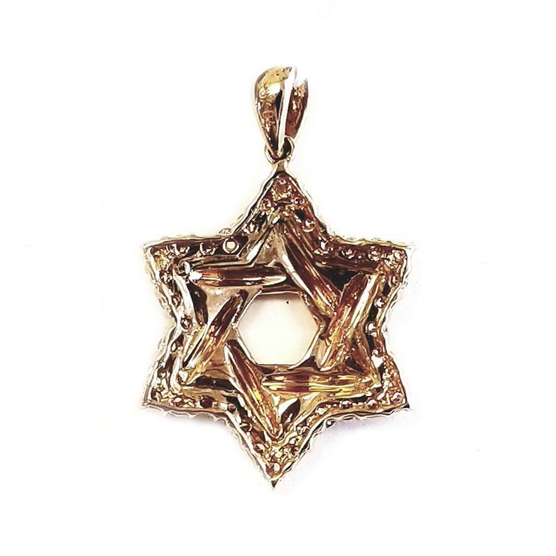 18K Rose Gold Star of David Pave Diamond Pendant