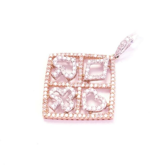 18K White and Rose Gold Diamond Casino Cards Charm Pendant