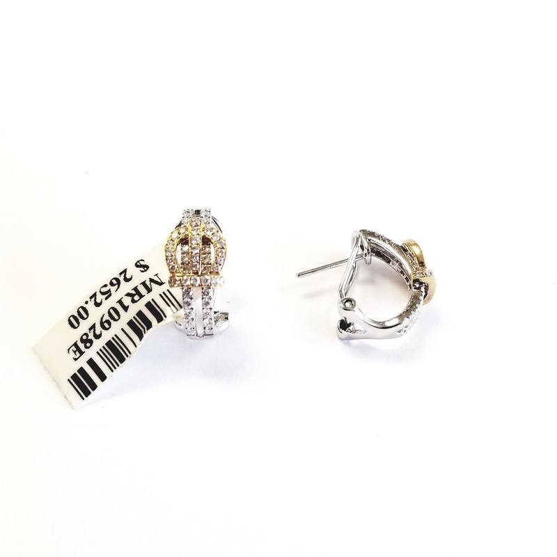 18K White And Yellow Gold Diamond Crown Earrings