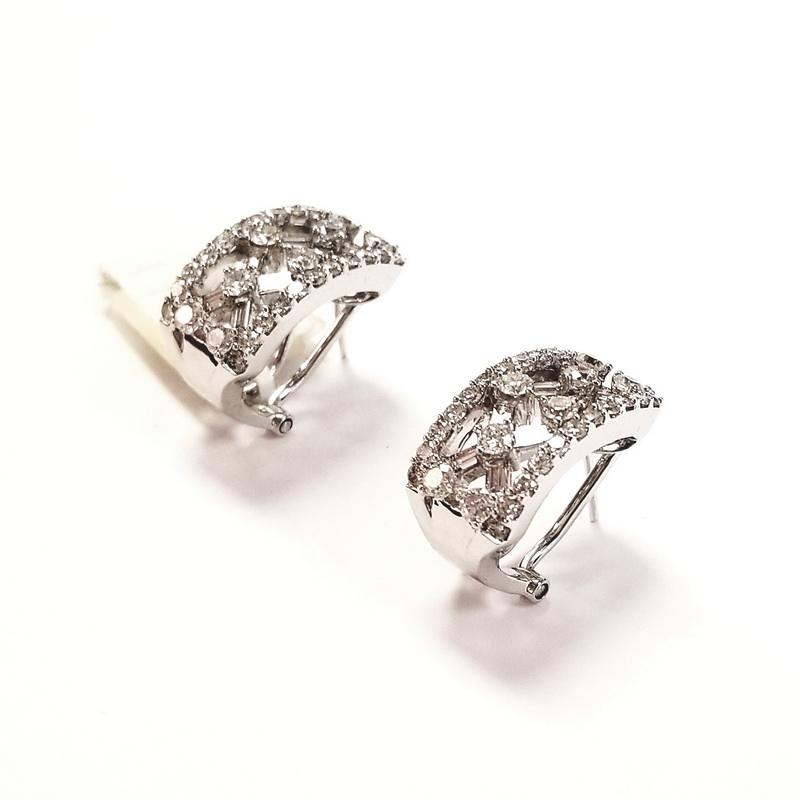 18K White Gold Arabesque Style Earrings With Diamonds