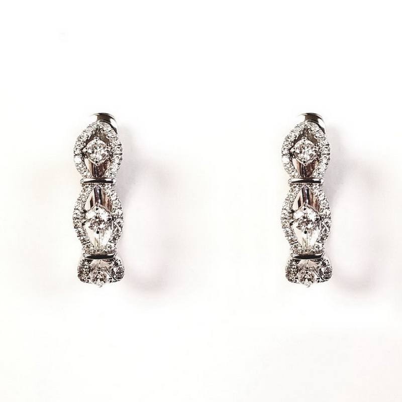 18K White Gold Chain Eyes Earrings With Diamonds