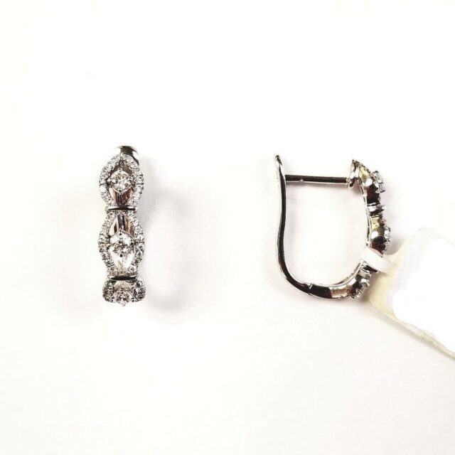18K White Gold Chain Eyes Earrings With Diamonds