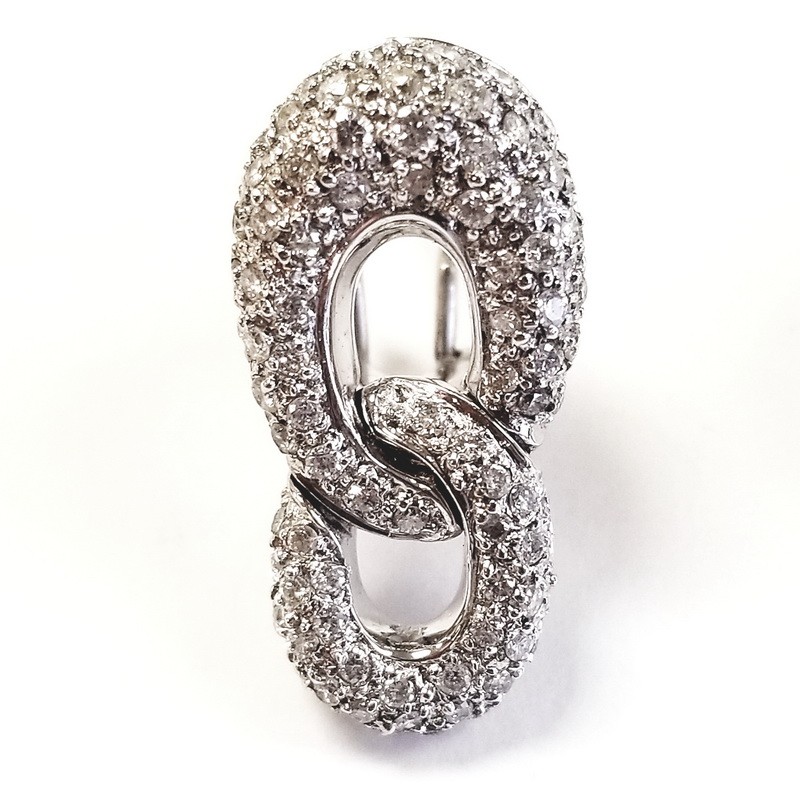 18K White Gold Chained Link Diamond Earrings