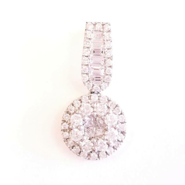 18K White Gold Diamond Pave Cluster Pendant