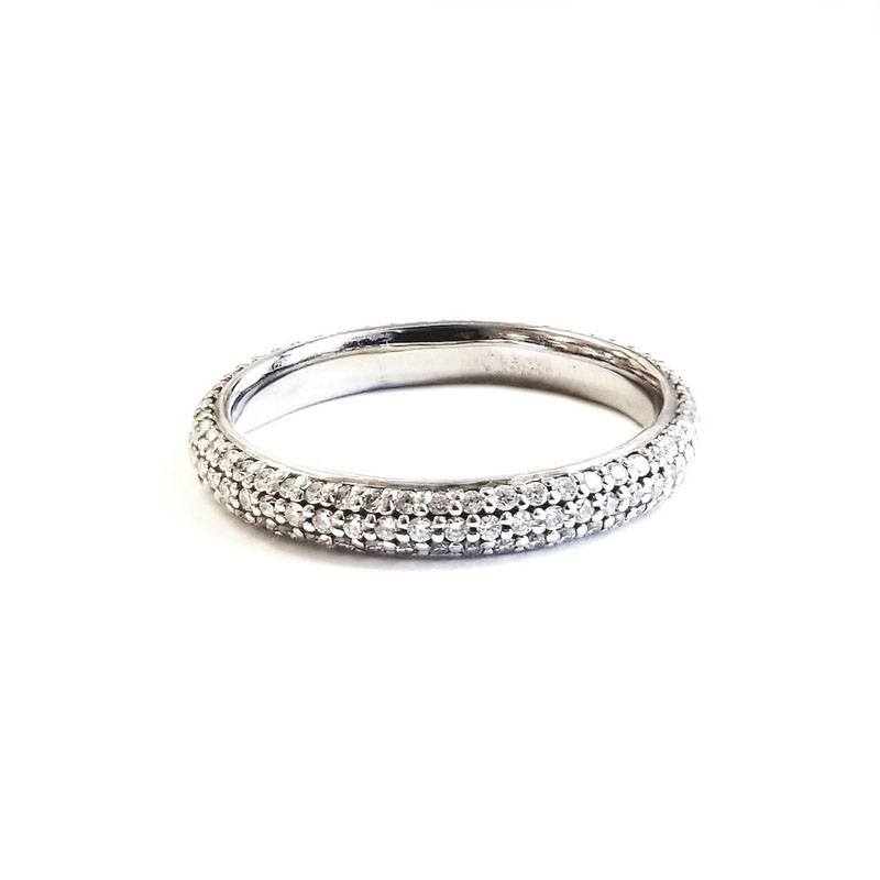 18K White Gold Eternity Ring with Paved Diamonds