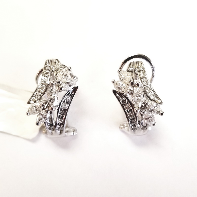 18K White Gold Grapes On A Vine Diamond Earrings