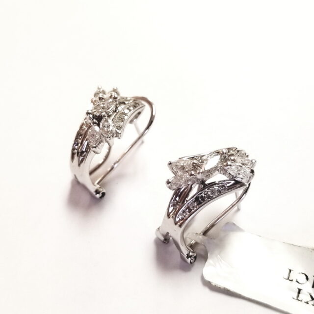 18K White Gold Grapes On A Vine Diamond Earrings