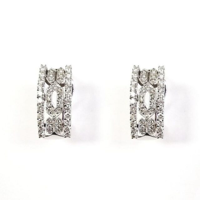 18K White Gold Helix Earrings With Diamonds
