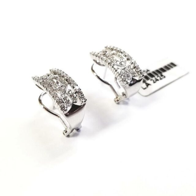 18K White Gold Helix Earrings With Diamonds