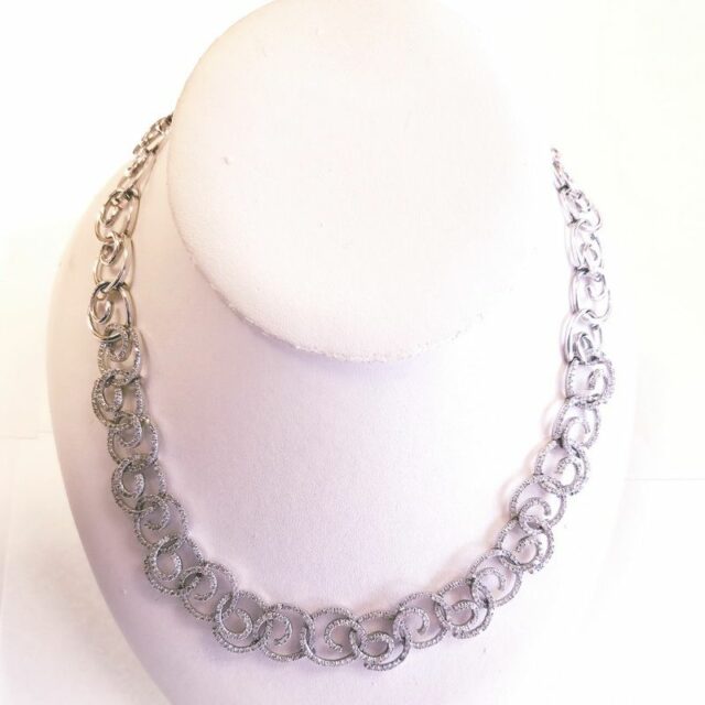 18K White Gold Knotted Diamond Chain Necklace