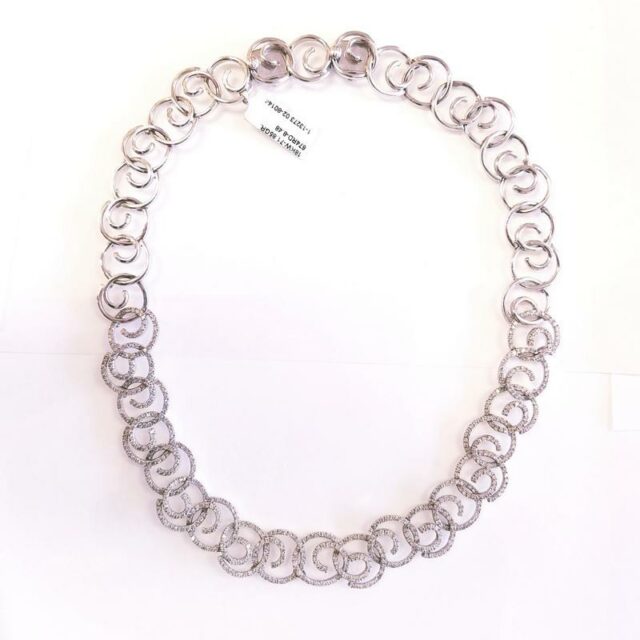 18K White Gold Knotted Diamond Chain Necklace