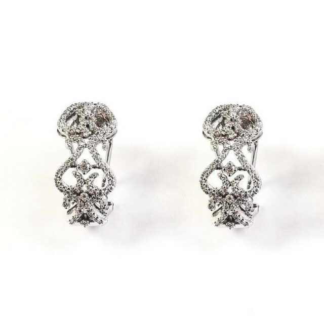 18K White Gold Royal Hearts Diamond Earrings