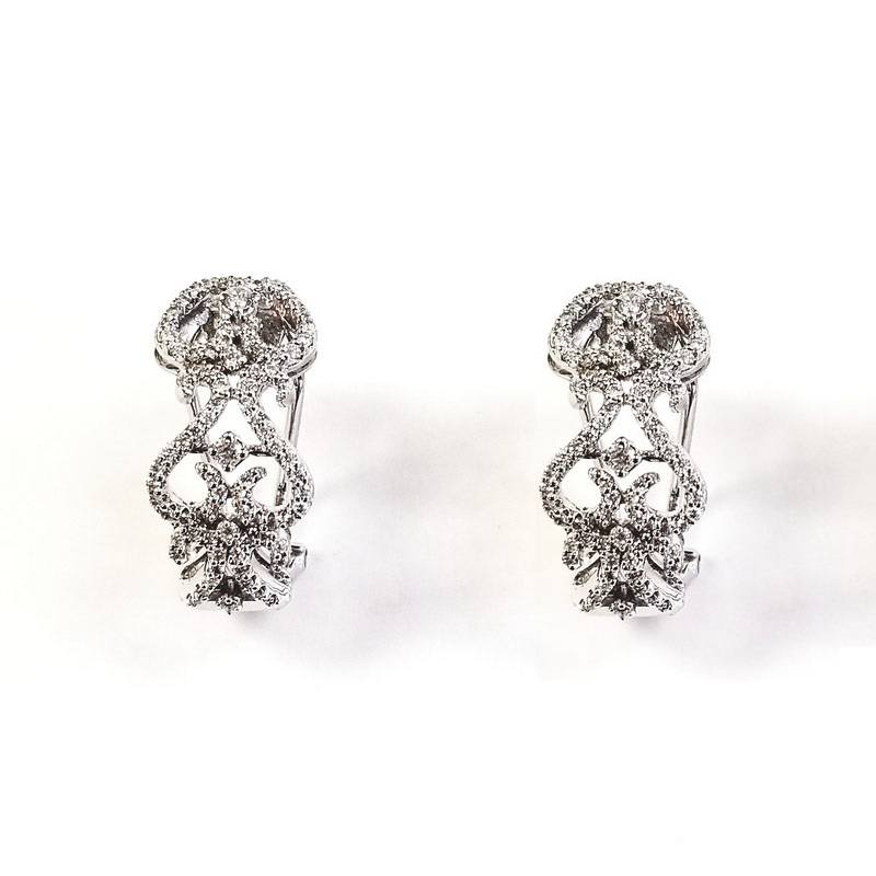 18K White Gold Royal Hearts Diamond Earrings