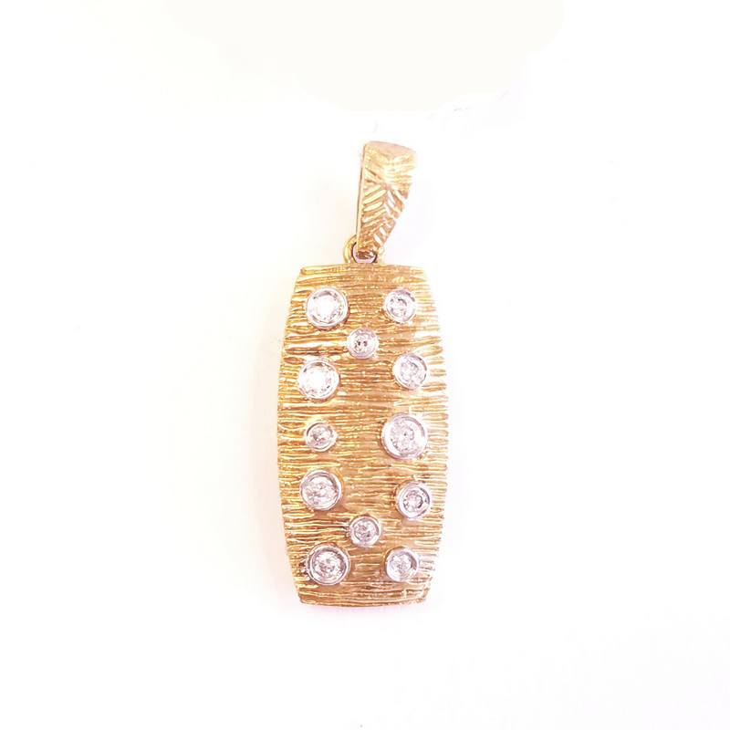 18K Yellow Gold Diamond Antique Log Pendant