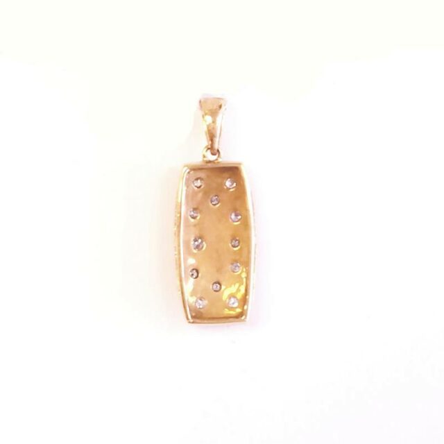 18K Yellow Gold Diamond Antique Log Pendant