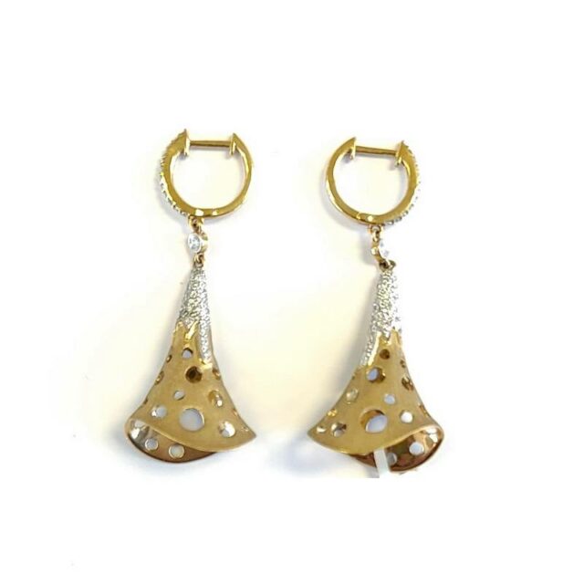 18K Yellow Gold Diamond Cone Earrings