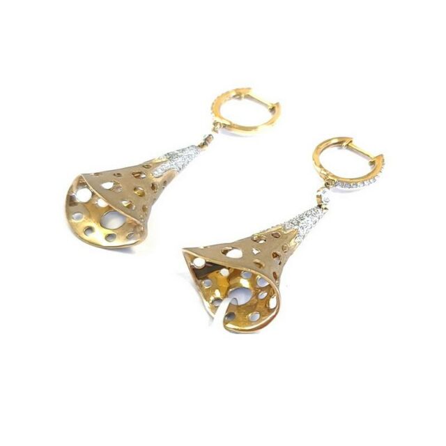 18K Yellow Gold Diamond Cone Earrings