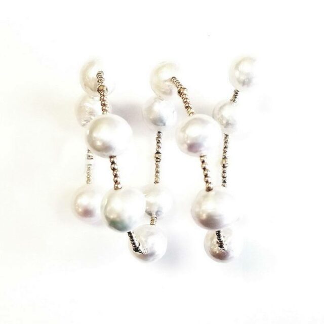 18K Yellow Gold Long Beaded Spiral Bracelet with Large Pearls