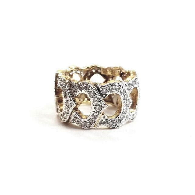 18K Yellow Gold Omega Links Diamond Ring