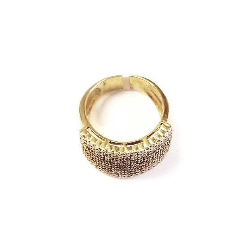 18K Yellow Gold Pave Diamond Ring with Colored Gemstones