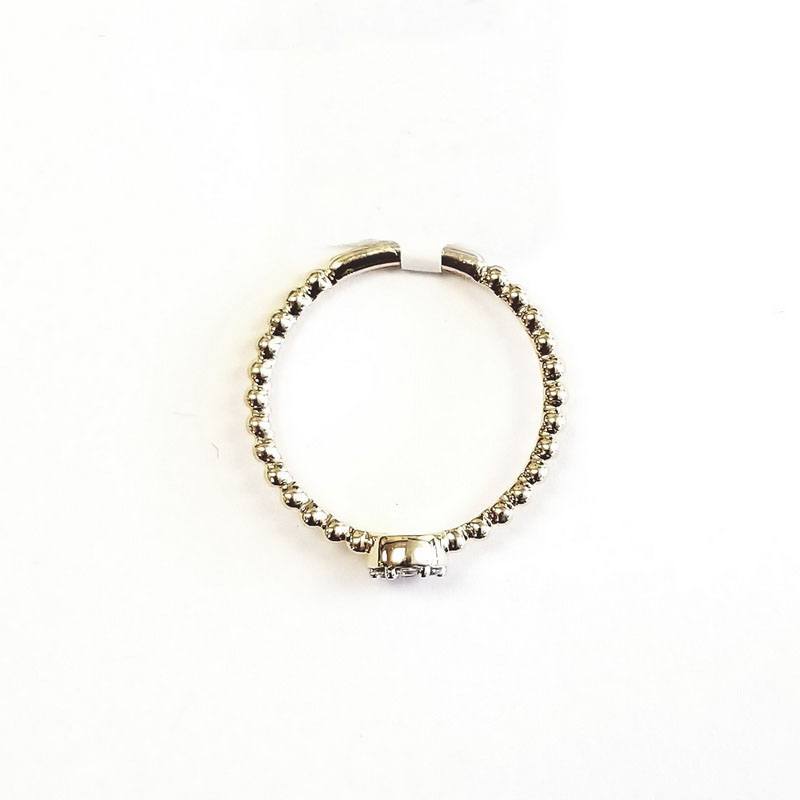 18K Yellow Gold Small Beaded Ring with Central Diamonds