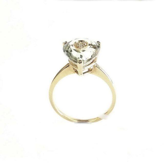 18K Yellow Gold Smoky Beryl Teardrop Ring with Diamonds