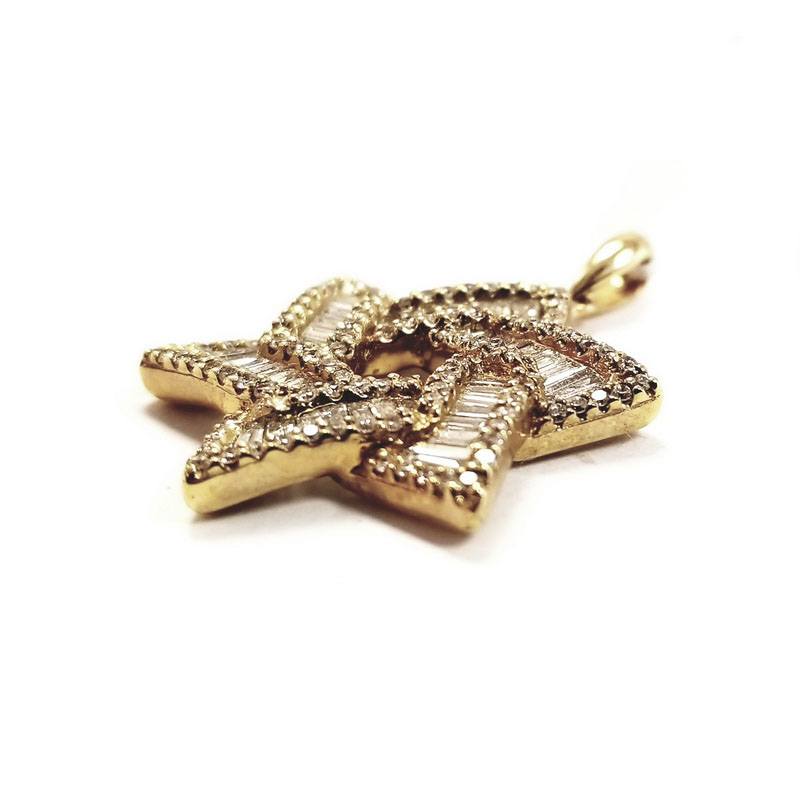 18K Yellow Gold Star of David Diamond Pendant