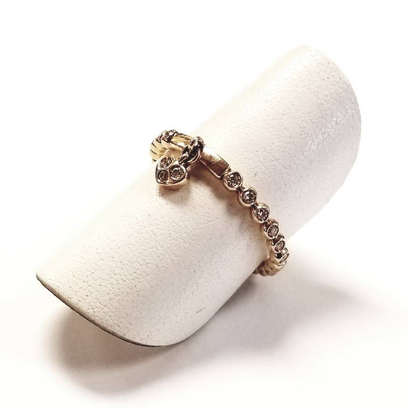 Casato 18K Rose Gold Beaded Ring with Heart Charm Ring and Diamonds