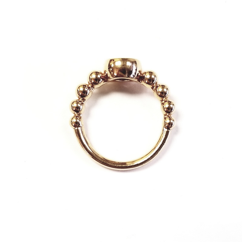 Casato 18K Rose Gold Semi Beaded Ring with Diamond Center
