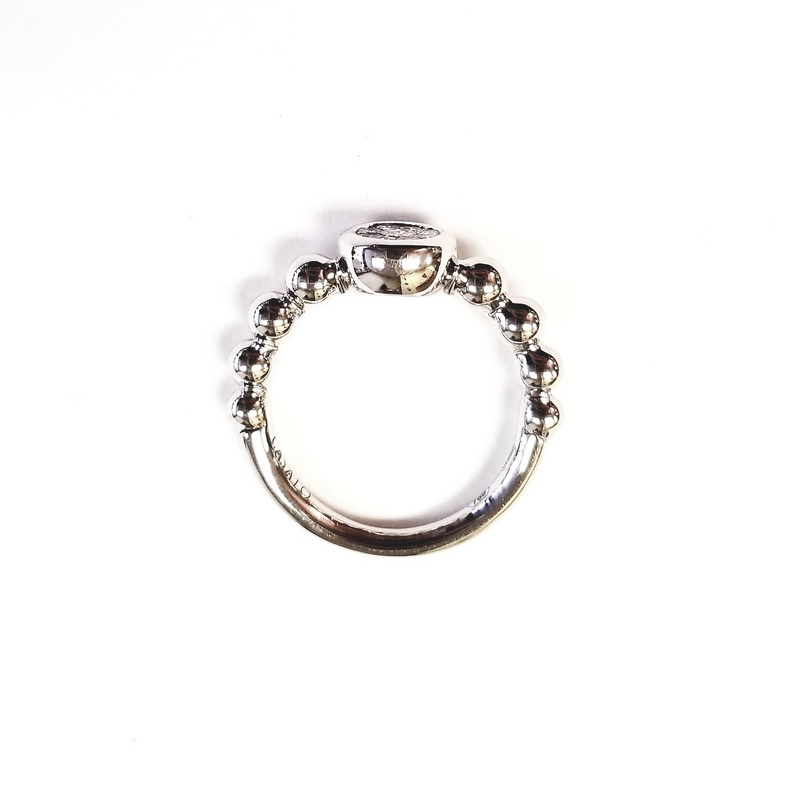 Casato 18K White Gold Semi Beaded Ring with Diamond Center
