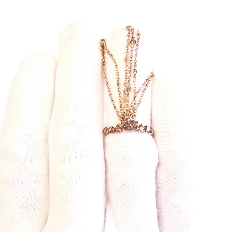 Casato Daphne Demoiselle Collection 18K Rose Gold Thin Genuine Diamonds Band Ring With Diamond Fringe