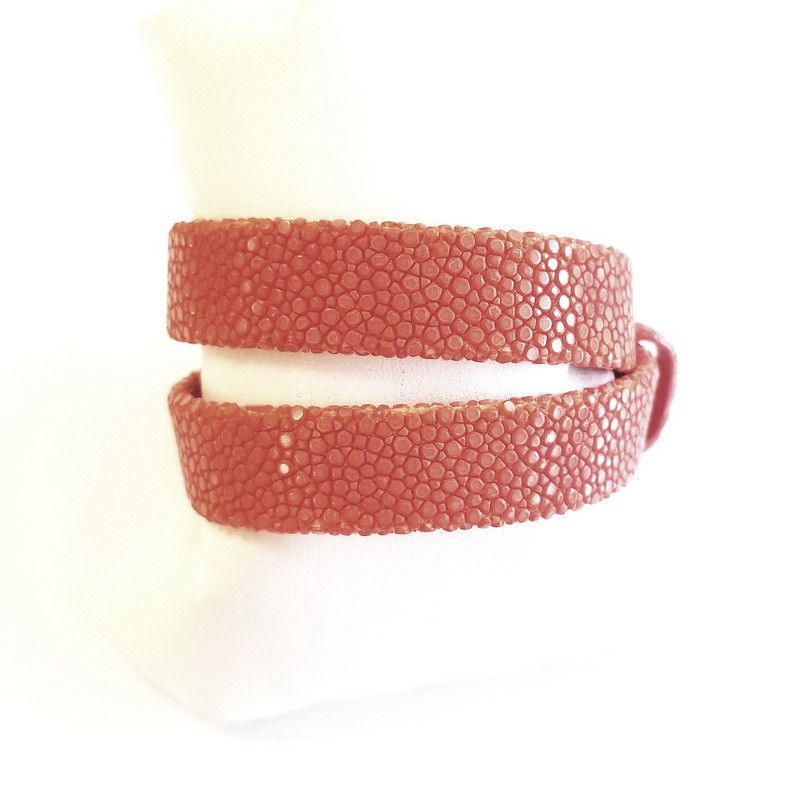 Cristina Sabatini Red Stingray Skin Double Wrap Bracelet