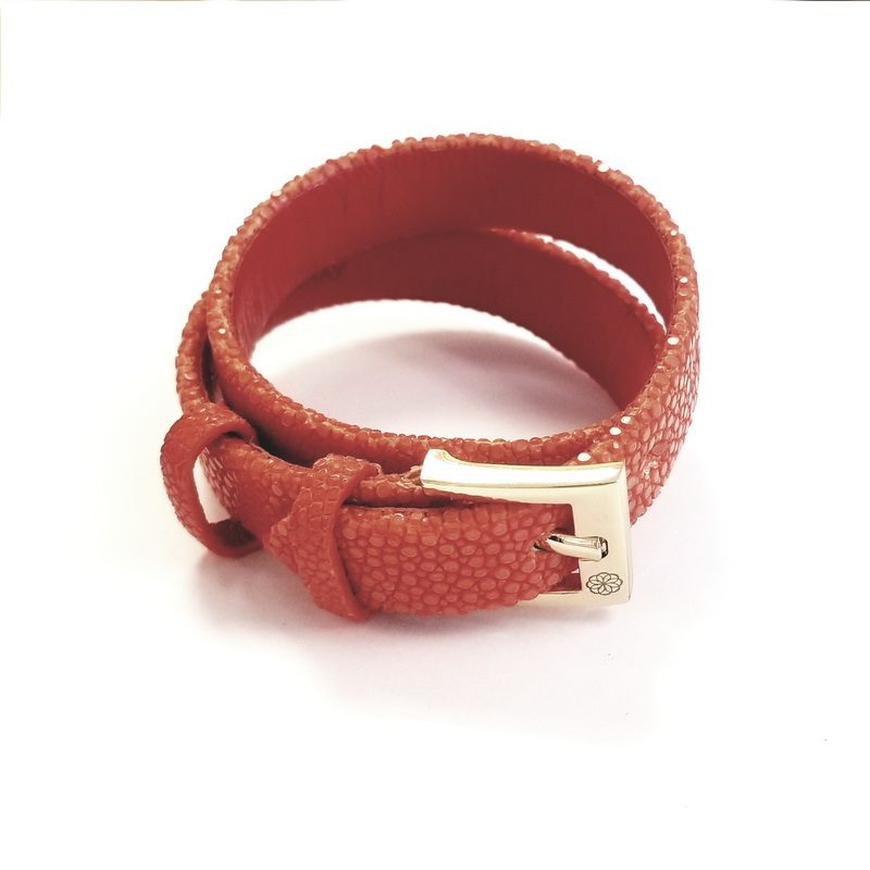 Cristina Sabatini Red Stingray Skin Double Wrap Bracelet